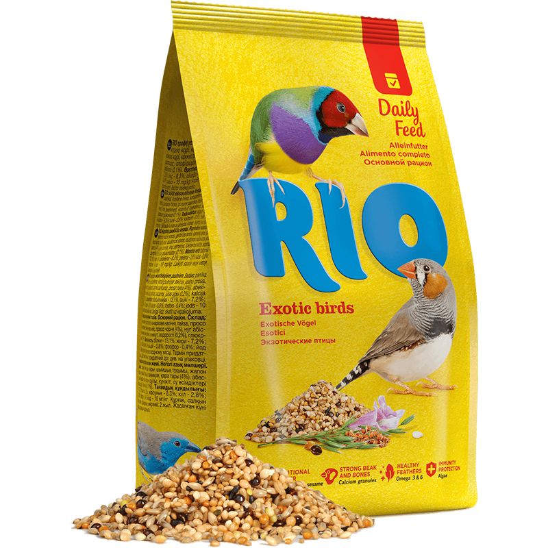 Корм для птиц RIO для экзотических птиц (амадины и т.п.) 1кг корм для птиц rio стартовый набор владельца волнистого попугайчика корм 500г травка и лакомство