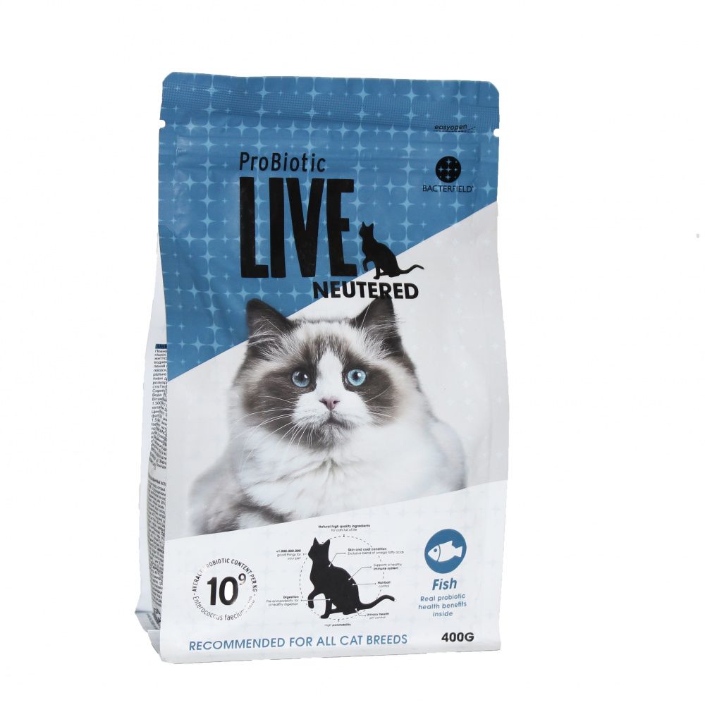 Корм для кошек Probiotic LIVE для стерилизованных, рыба сух. 400г