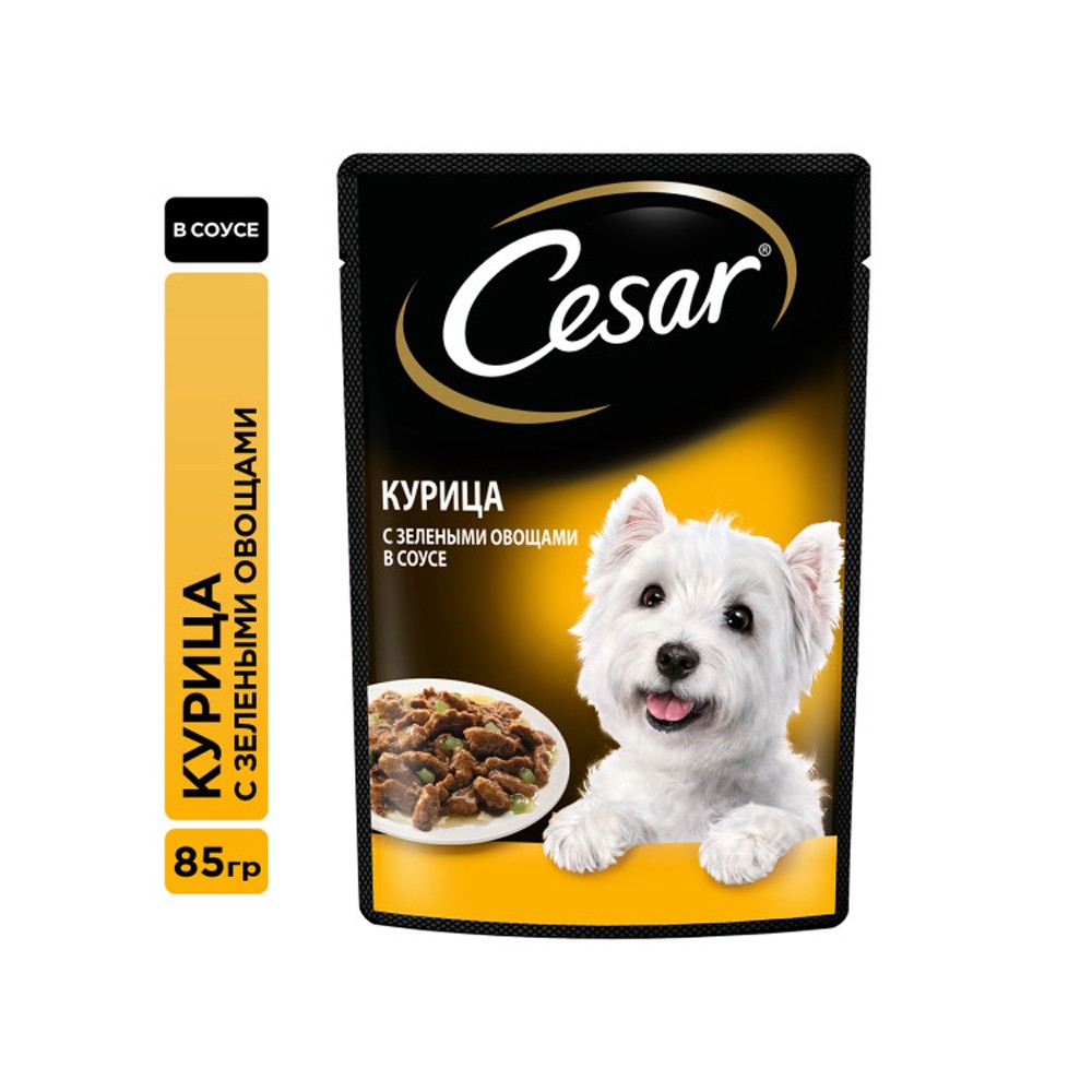 Корм для собак Cesar Курица с зелеными овощами пауч 85г cesar cesar набор паучей для собак два вкуса паучи желе 14шт х 85г и паучи ломтики в соусе 14шт х 85г 2 38 кг