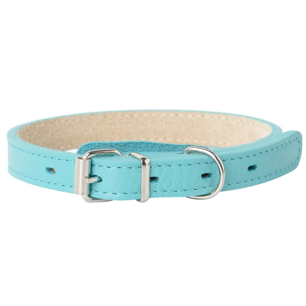 Ошейник для собак MrKranch из натуральной кожи прямой бирюзовый 48-60см 5410₽