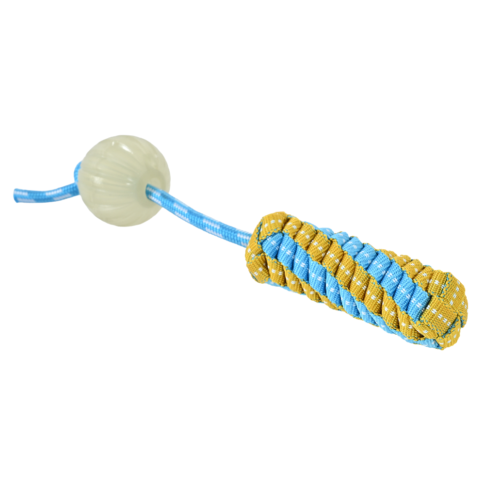 Игрушка для собак Foxie Тяни-толкай веревочная со светящимся мячом 38x6,5x4,5см