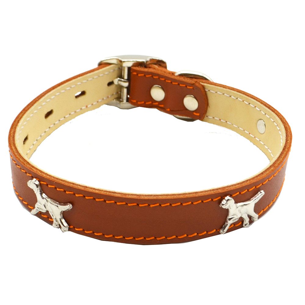 Ошейник для собак КАСКАД Собака кожаный двухслойный шир.25мм обх.шеи 39-46см светло-коричневый