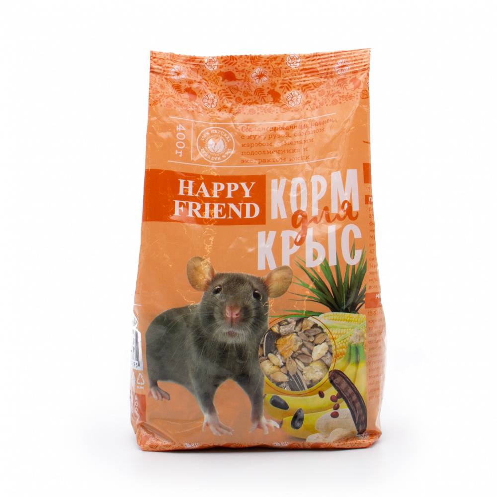 Корм для грызунов HAPPY FRIEND для крыс 400г корм для грызунов happy jungle для хомяков 400г
