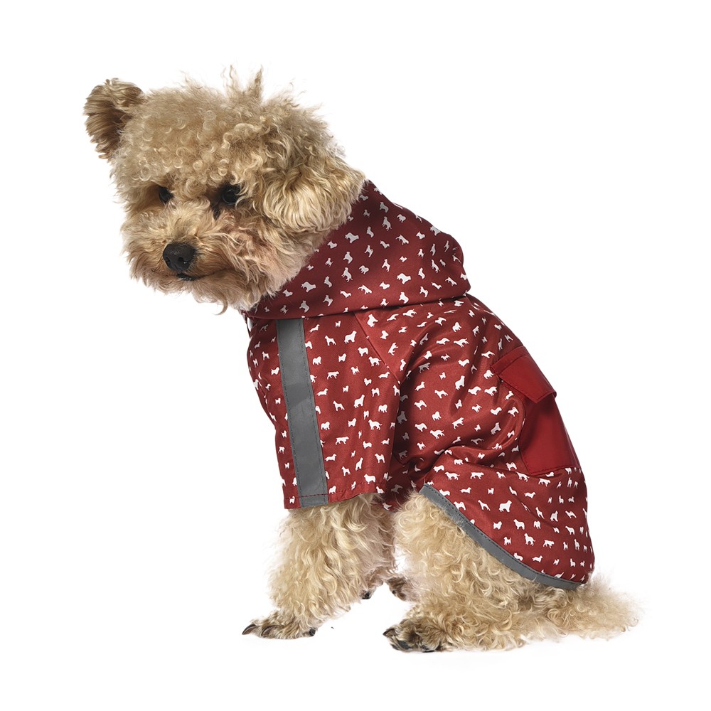 Дождевик для собак Foxie Rain S (длина спины 30см) красный с карманом