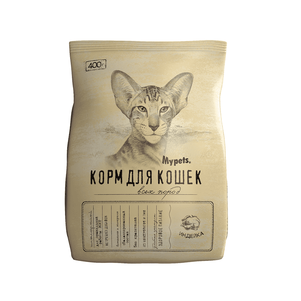Корм для кошек MYPETS с индейкой сух 400г 305₽