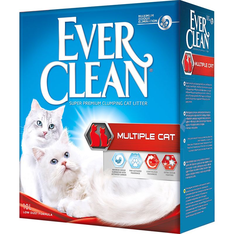 Наполнитель для кошачьего туалета EVER CLEAN Multiple Cat комкующийся для нескольких кошек 10л ever clean spring garden комкующийся наполнитель c нежным ароматом весеннего сада 6 л