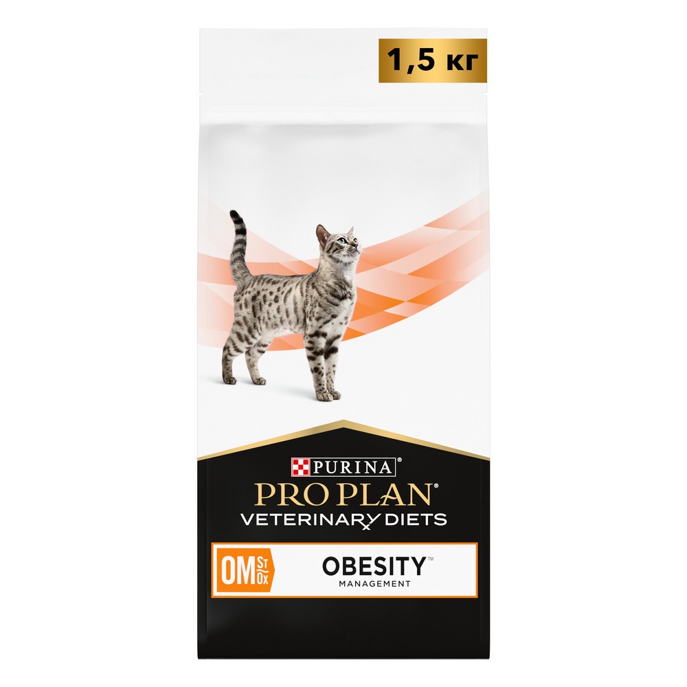 Корм для кошек Pro Plan Veterinary Diets OM при ожирении сух. 1,5кг корм для кошек pro plan veterinary diets nf при хронической болезни почек advanced care сух 350г