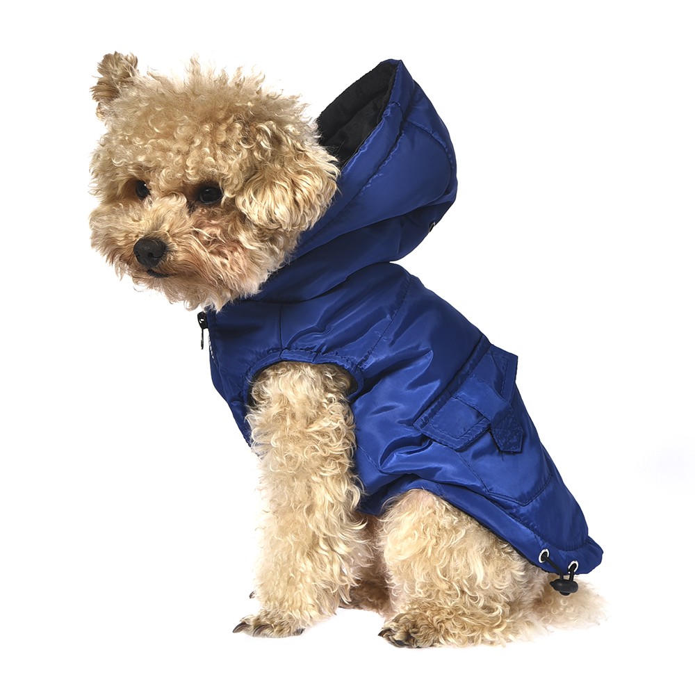 Куртка для собак Foxie Merro S (длина спины 30см) синяя с капюшоном