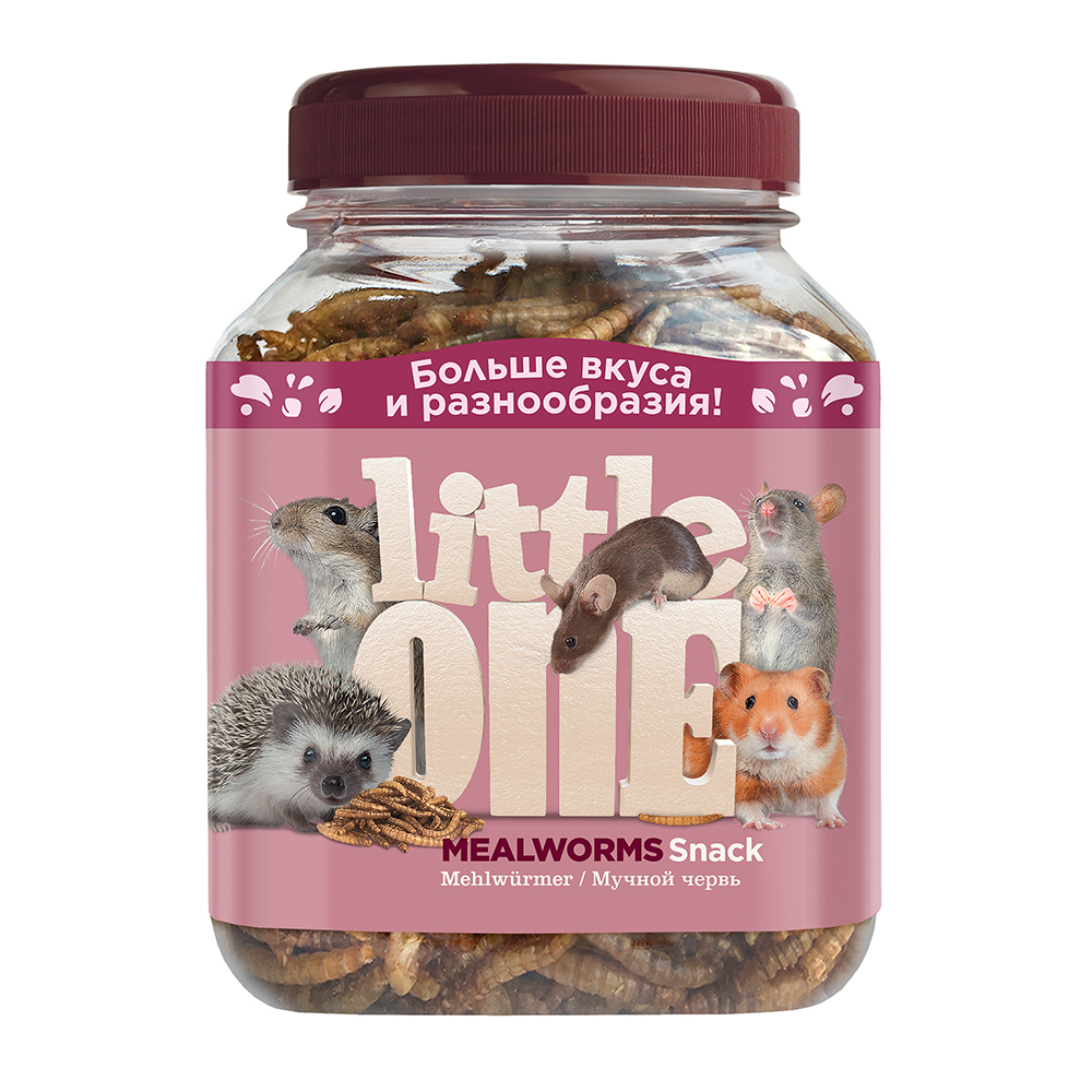 Лакомство для грызунов Little one Мучной червь для хомячков крыс мышей песчанок и ежей 70г 451₽