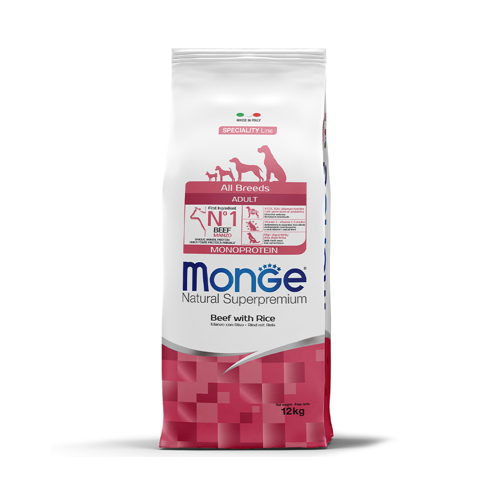 Корм для собак Monge Dog Speciality Line Monoprotein из говядины с рисом сух 12кг 12980₽