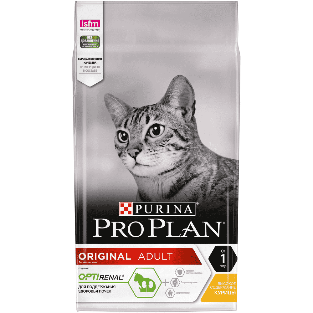 Корм для кошек Pro Plan Original для поддержания здоровья почек, с курицей сух. 1,5кг pro plan original kitten сухой корм для котят с курицей 400 г
