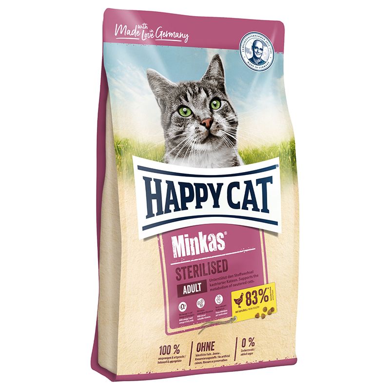 Корм для кошек HAPPY CAT Minkas Sterilised с птицей сух. 1,5кг