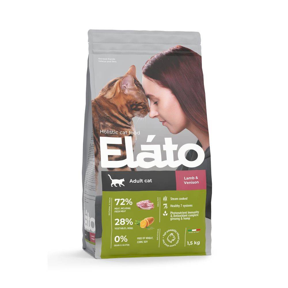 Корм для кошек Elato Holistic ягненок с олениной сух. 1,5кг корм для кошек blitz holistic низкозерновой курица ягненок сух 400г