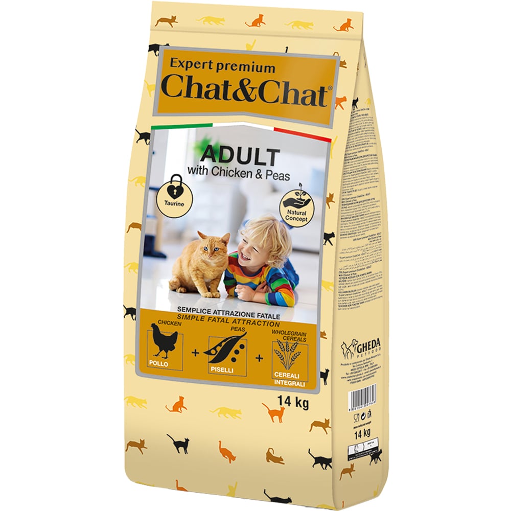 Корм для кошек CHAT&CHAT Expert Premium курица с горохом сух. 14кг