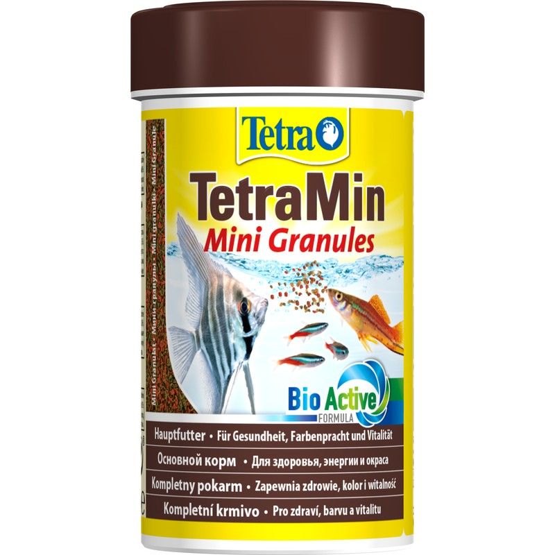 Корм для рыб TETRA Min Mini Granules в mini гранулах для молоди и мелких рыб 100мл корм tetra koi sticks junior для молоди кои в гранулах 1 л
