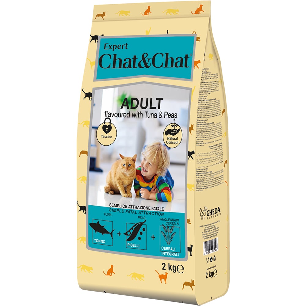Корм для кошек CHAT&CHAT Expert Premium тунец с горохом сух. 2кг тунец сух 300г