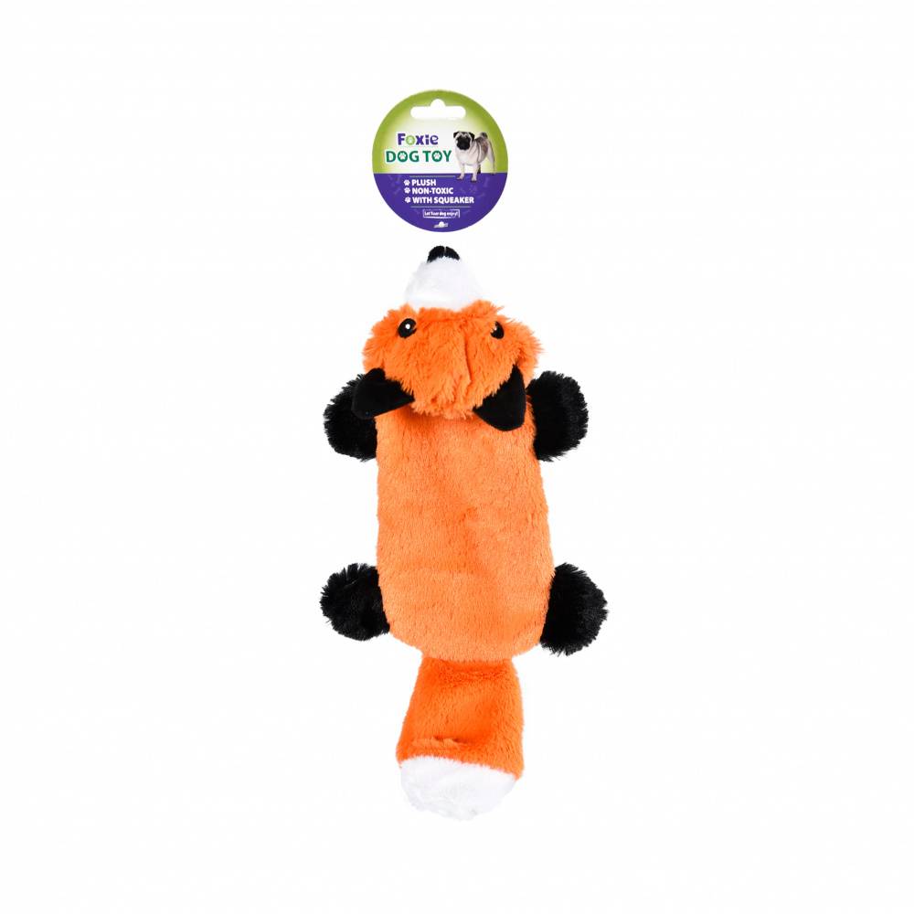 Игрушка для собак Foxie Лиса с шуршащей бумагой и пищалкой 43х16см плюш цена и фото