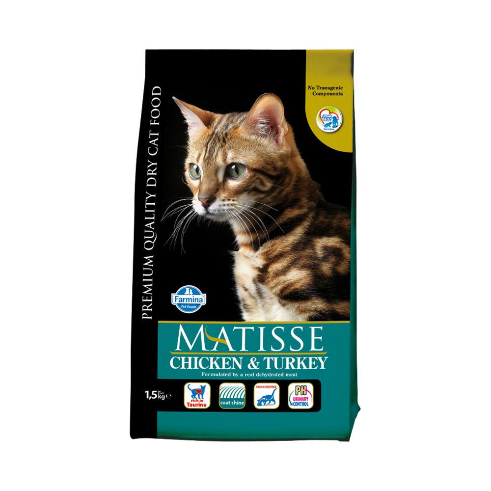Корм для кошек Farmina Matisse курица, индейка сух. 1,5кг корм для кошек farmina matisse для кастрированных и стерилизованных курица сух 1 5кг