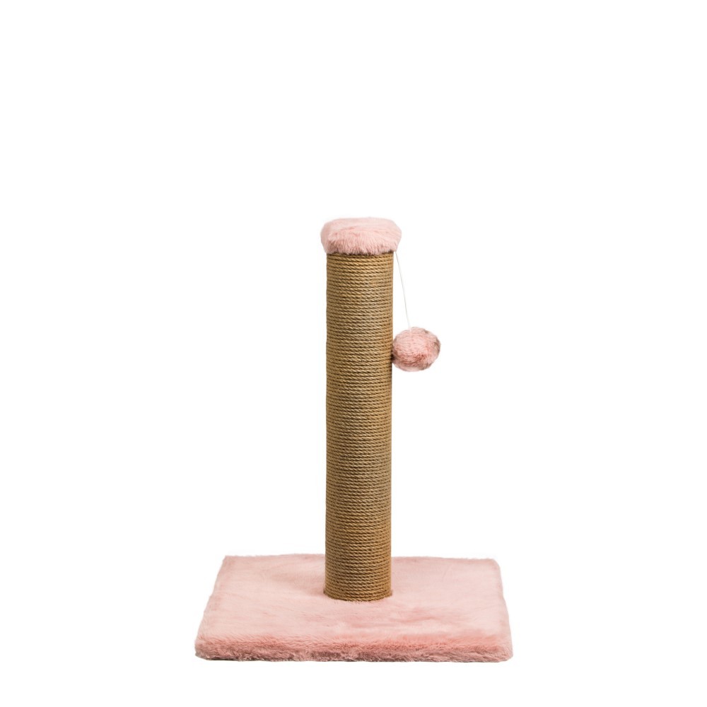 Когтеточка для кошек DUBEX Сlassic столбик розовый 34x34x55см