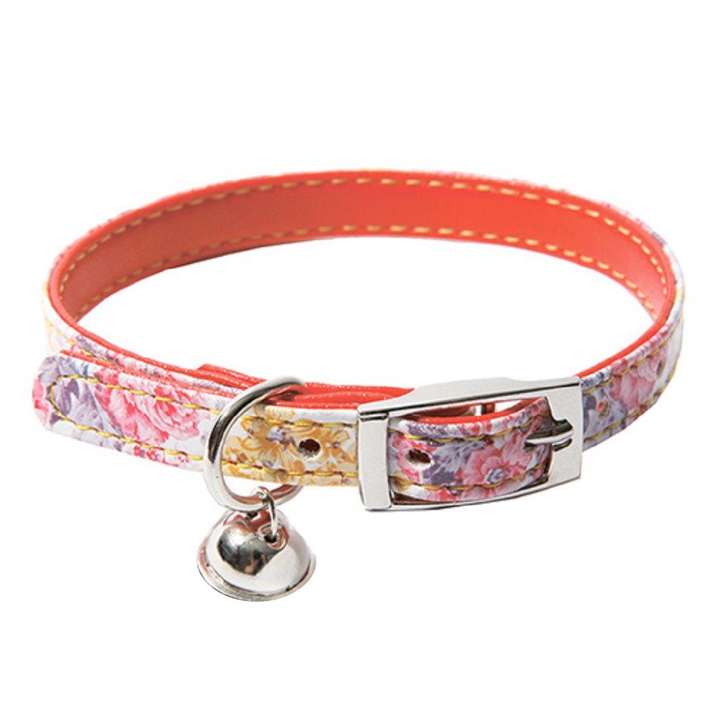 Ошейник для кошек КАСКАД Синтетик двойной прошитый с бубенчиком 10ммх30см Цветы