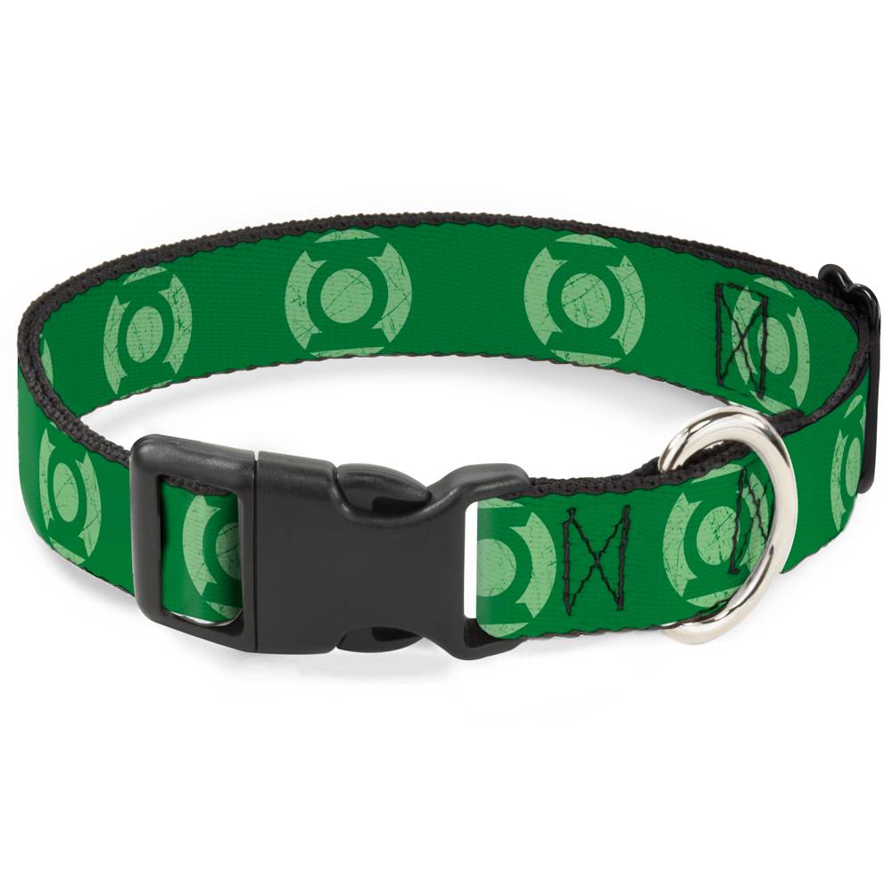 цена Ошейник для собак Buckle-Down Зеленый фонарь Лого с пластиковой застёжкой 38-66см зеленый