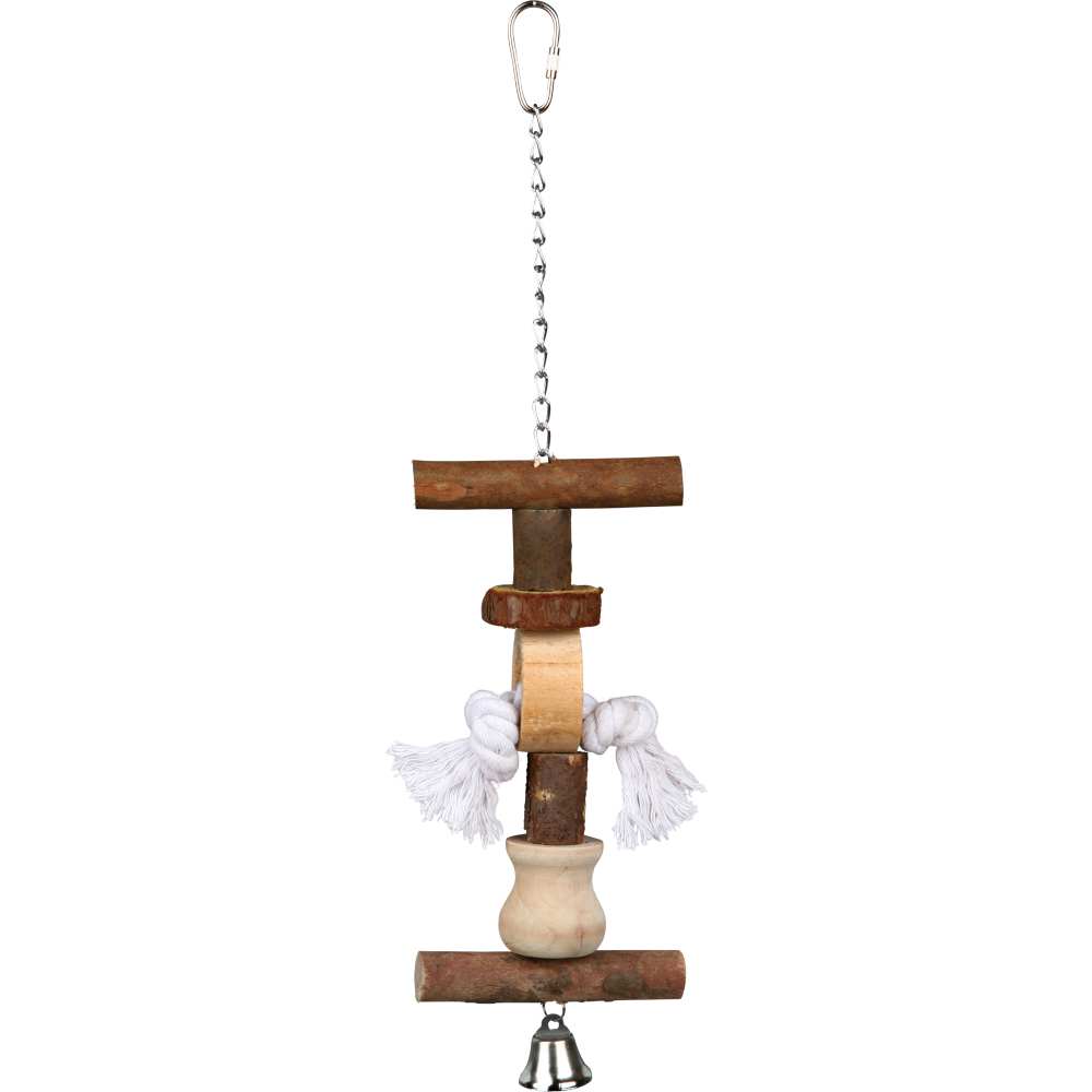 Игрушка для птиц TRIXIE с колокольчиком и веревочкой 20см цена и фото