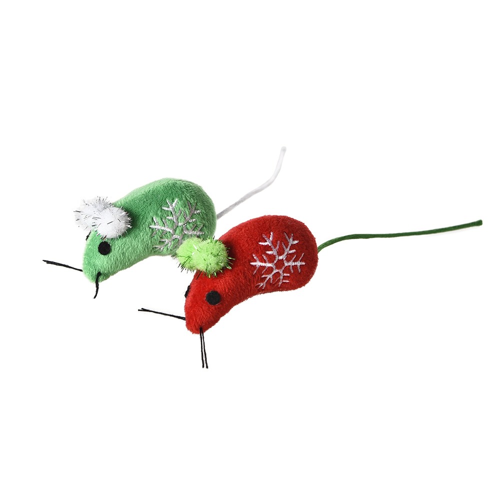 Игрушка для кошек Foxie Набор Мышки-снежинки с кошачьей мятой 2шт