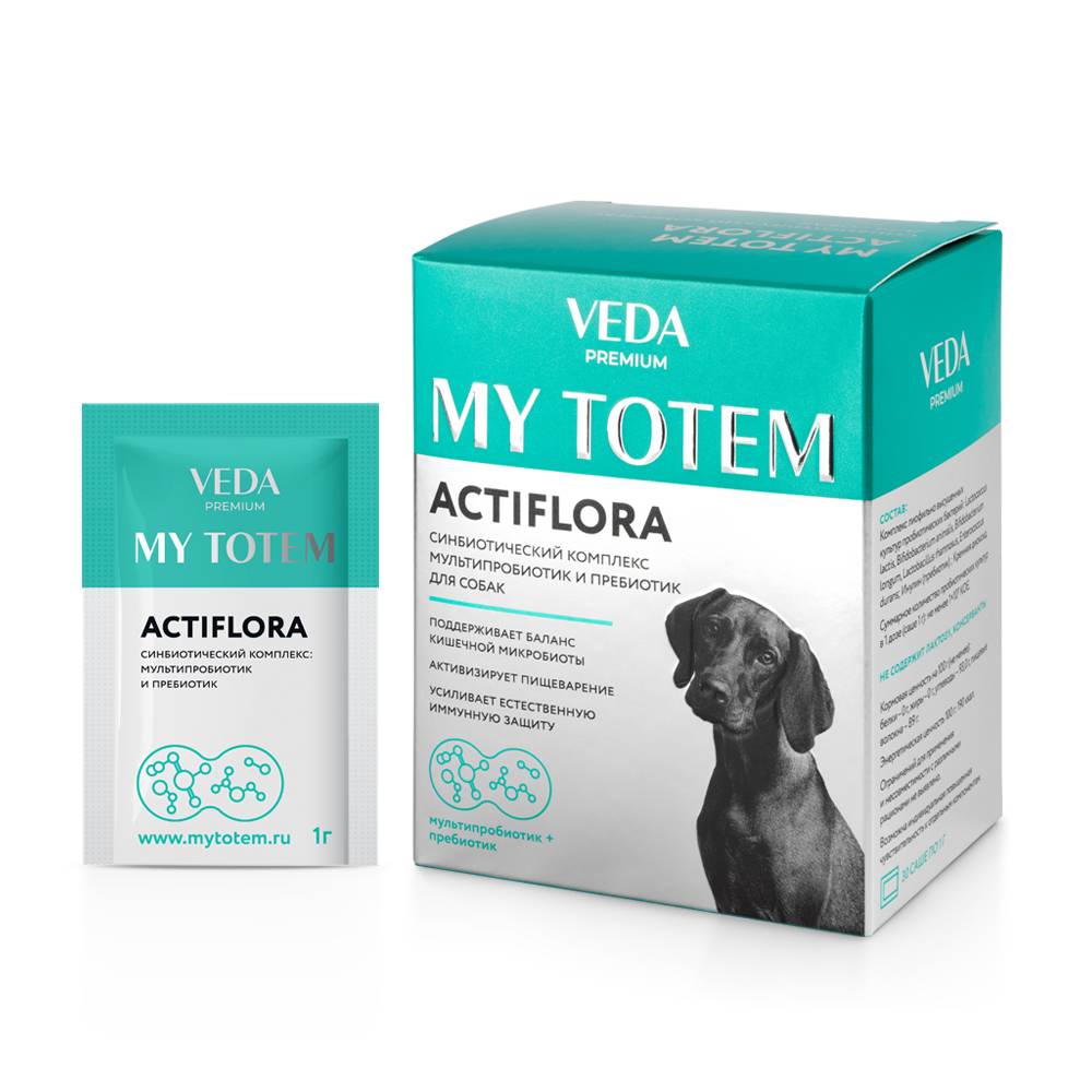 Синбиотический комплекс для собак VEDA My Totem Actiflora мультипробиотик и пребиотик 30шт