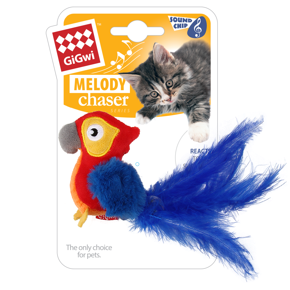 Игрушка для кошек GIGWI Попугай со звуковым чипом 12см, серия Melody Chaser