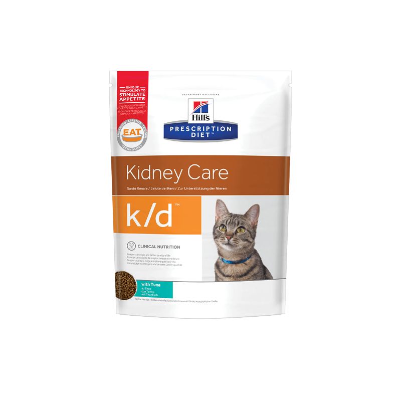 Корм для кошек Hill's Prescription Diet Feline K/D при заболевании почек, тунец сух. 400г корм для кошек мираторг expert при заболевании почек сух 400г