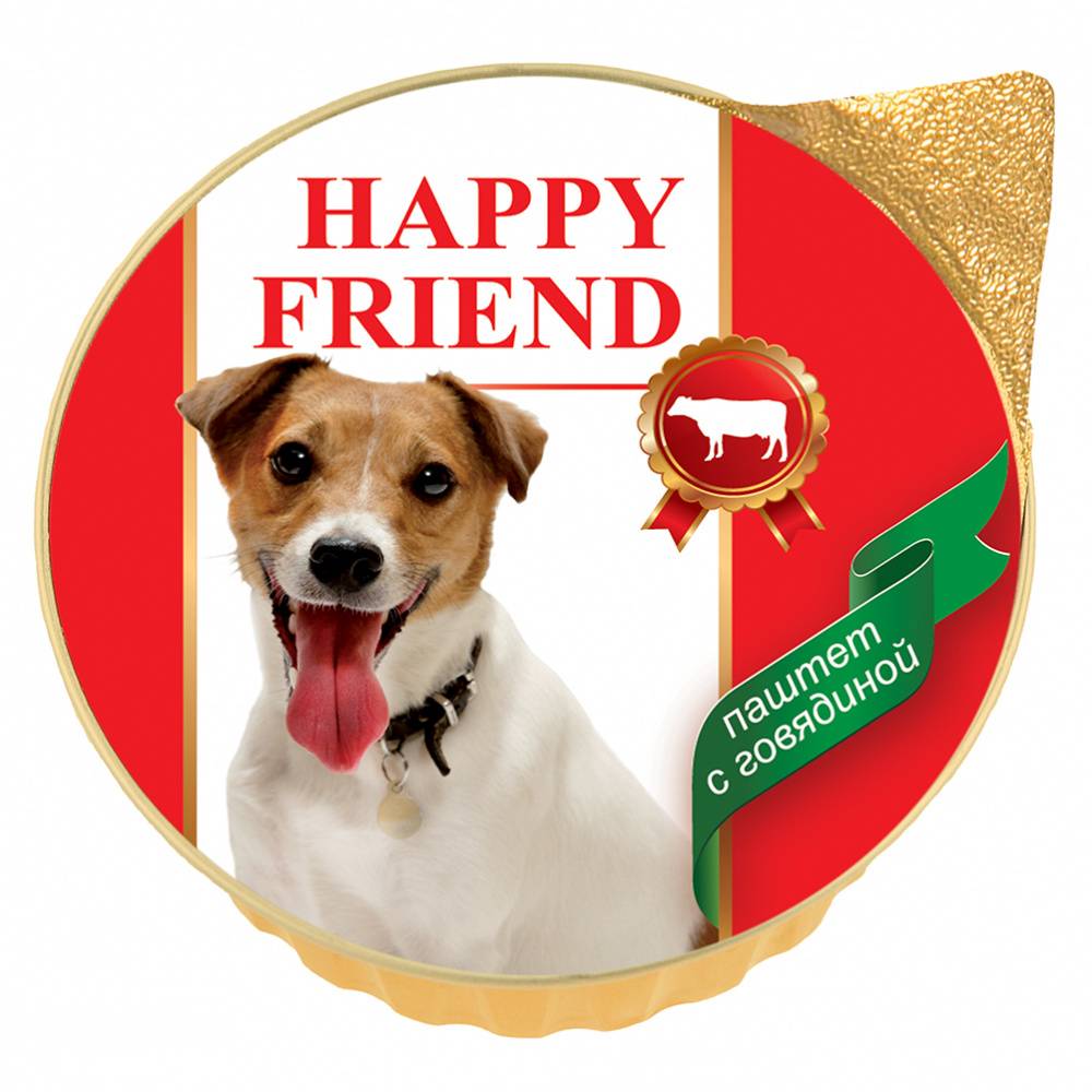 Корм для собак HAPPY FRIEND Паштет с говядиной конс.125г корм для собак happy friend с говядиной и сердцем банка 410г