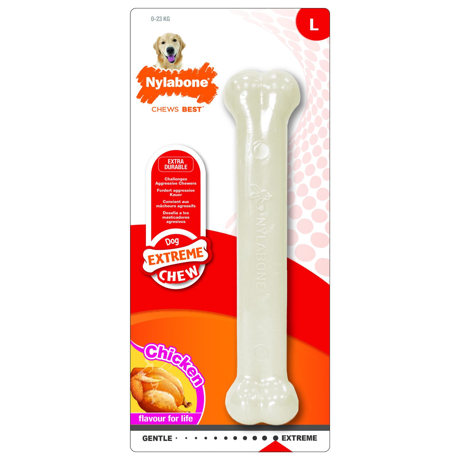 Игрушка для собак Nylabone Косточка экстра жесткая с ароматом курицы L