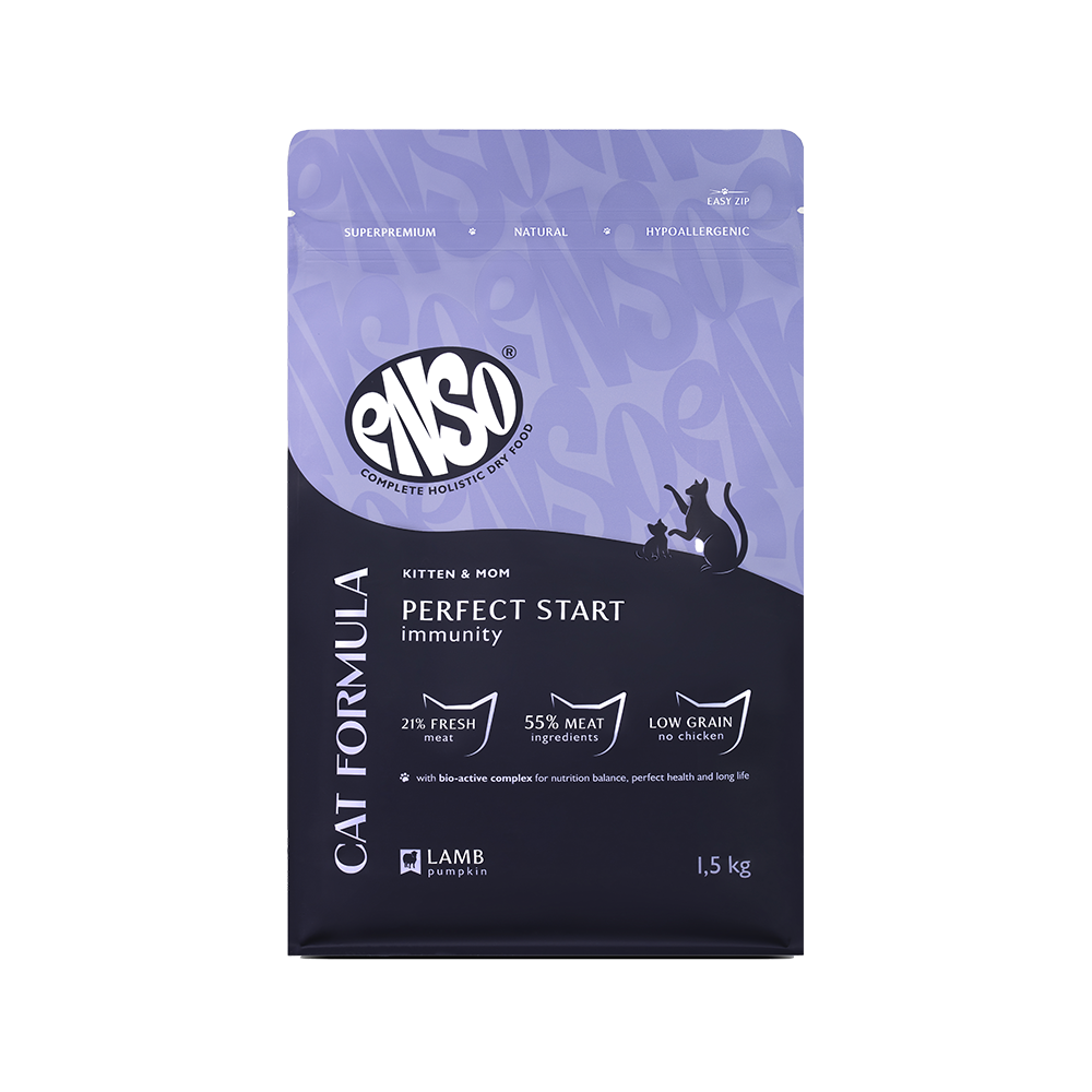 Корм для котят от 1 месберем и кормящкошек ENSO formula Perfect start ягненок с тыквой сух15кг 1980₽