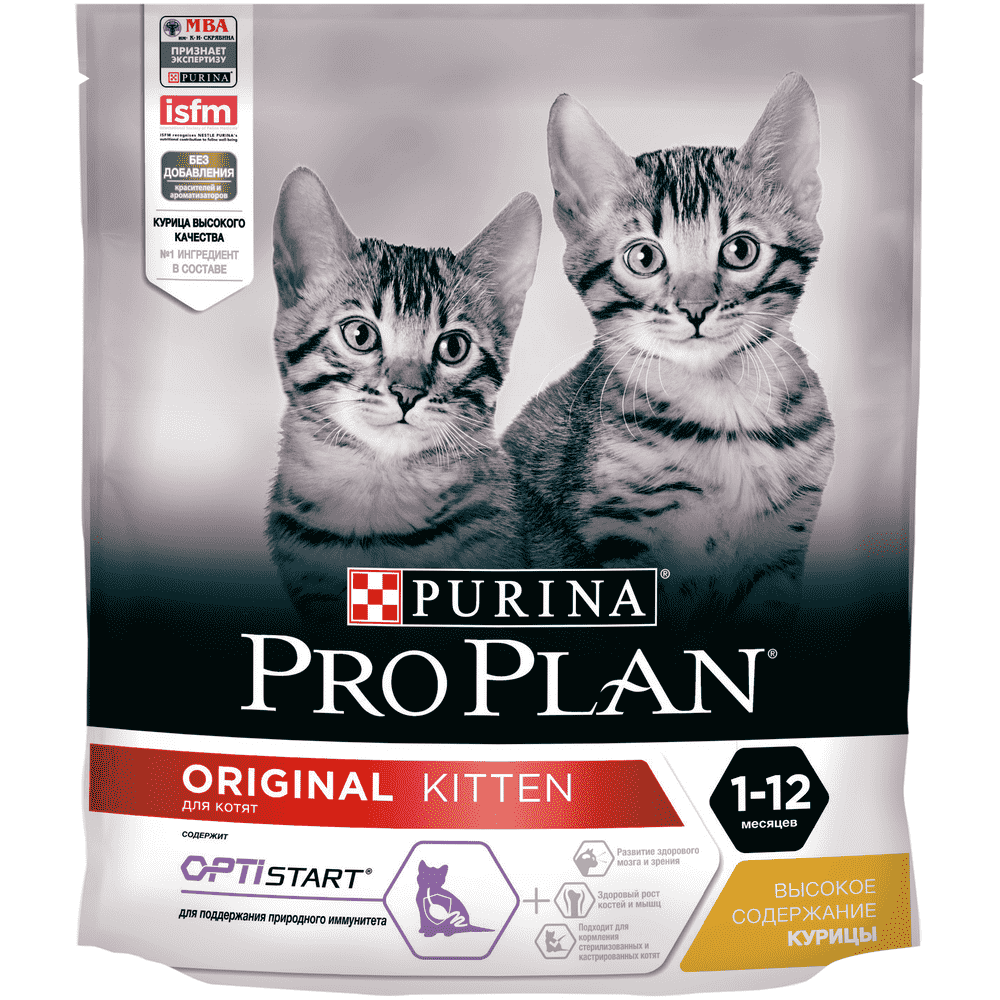 Корм для котят Pro Plan Original до 1 года, с курицей сух. 400г pro plan original kitten сухой корм для котят с курицей 400 г