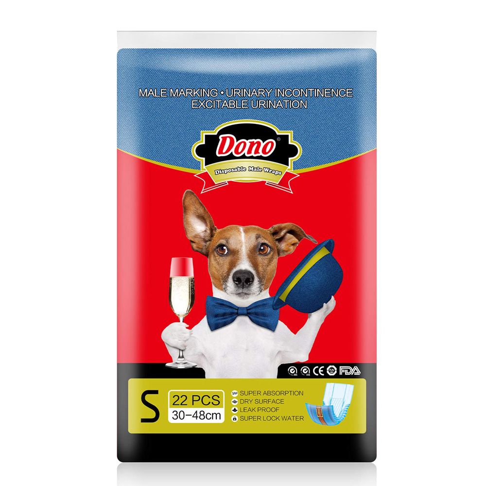Пояса для кобелей Dono Jeans Male Pet Diaper, цвет джинс, одноразовые, размер S, 30-48 см, 22шт