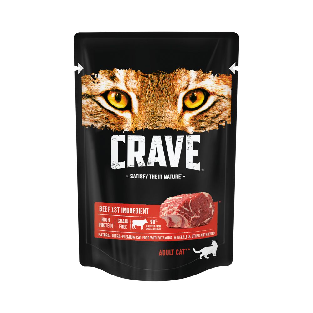 Корм для кошек Crave Говядина пауч 70г crave консервы для собак crave dog adult lamb пауч 85 гр 24 шт