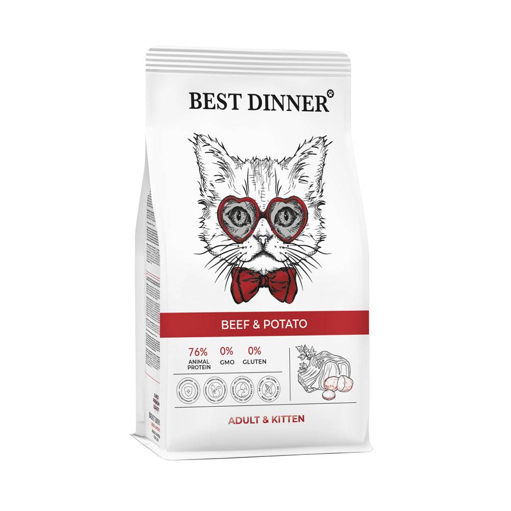Корм для котят и кошек Best Dinner Говядина с картофелем сух. 400г best dinner small