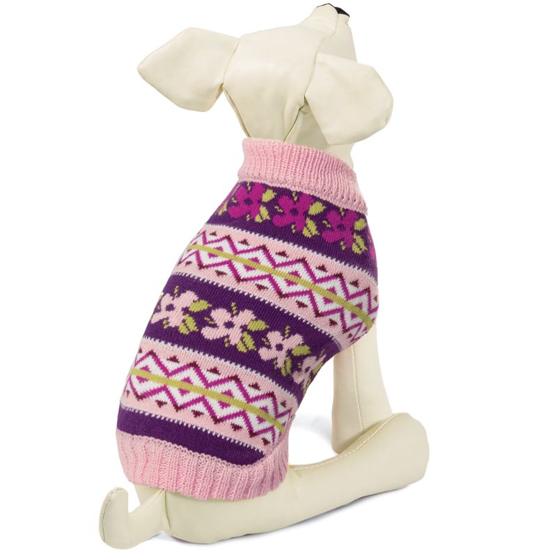 Свитер для собак TRIOL Цветочки M, розово-фиолетовый, размер 30см свитер для собак triol ромбы m серый размер 30см