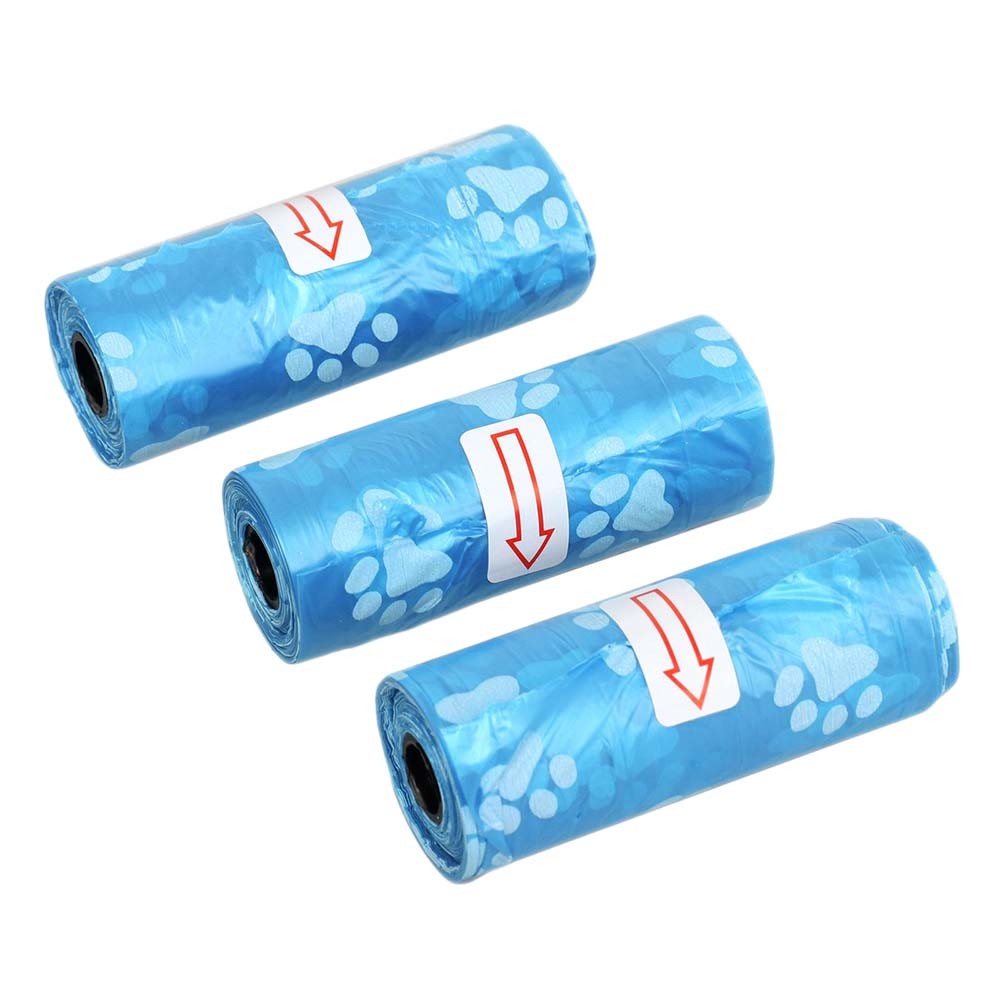 Пакеты для уборки за собаками Пижон с узором (3 рулона по 15 пакетов 29х21см), синие