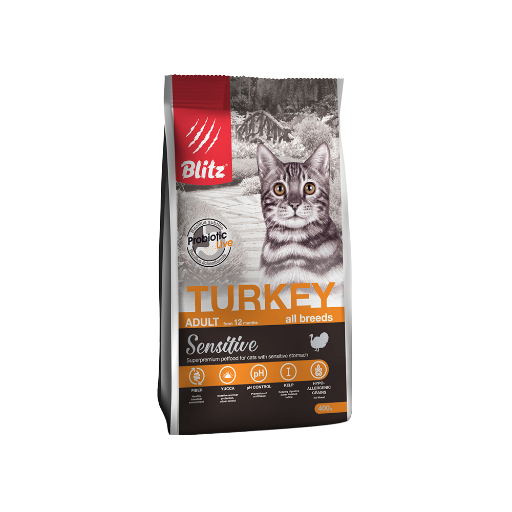 Корм для кошек Blitz adult cat turkey с мясом индейки 378₽