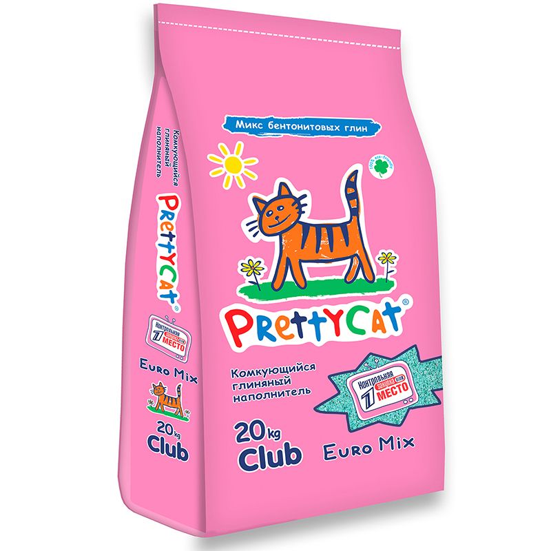 Наполнитель для кошачьего туалета PrettyCat Euro Mix бентонитовый комкующийся 20кг