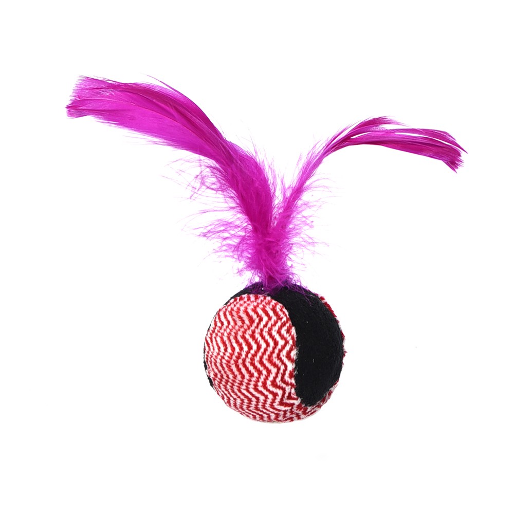 Игрушка для кошек Foxie Moulin мяч с перьями 12см розовый