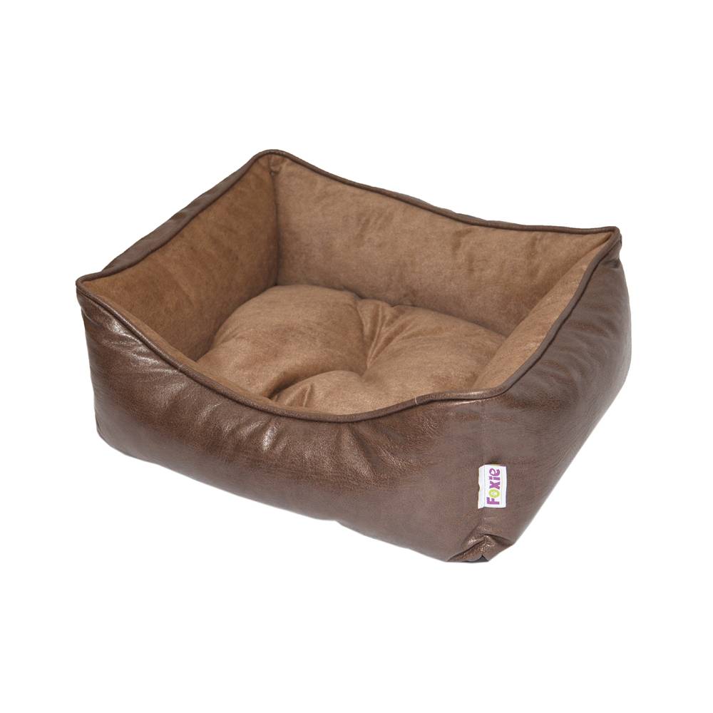 Лежак для животных Foxie Leather 52x41х10см кофейно-коричневый