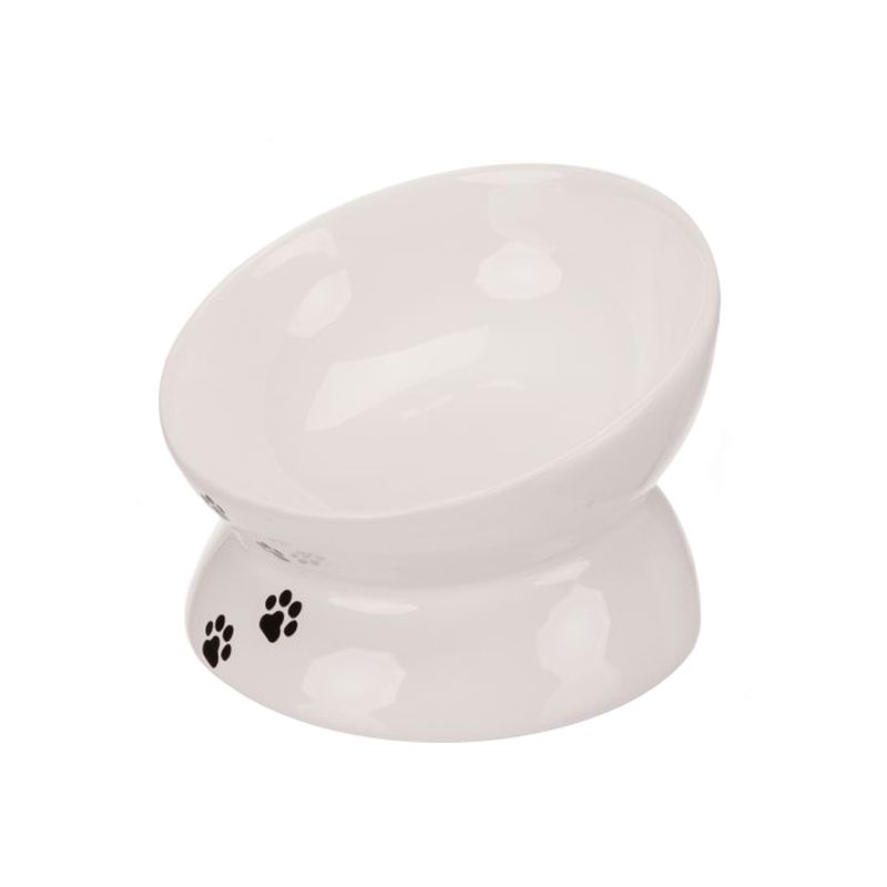 Миска для кошек TRIXIE керамическая Лапки белая 13см 150мл
