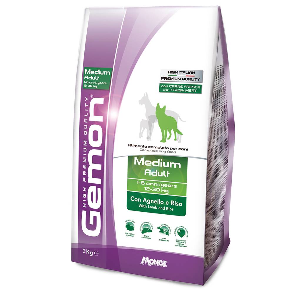 Корм для собак Gemon Medium для средних пород, ягненок с рисом сух. 3кг