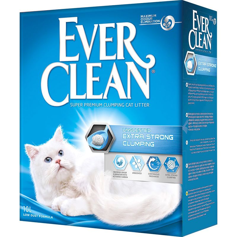 Наполнитель для кошачьего туалета EVER CLEAN Unscented Extra Strong Clumping без ароматизатора 10л наполнитель наша марка нм нейтральный впитывающий силикагель без ароматизатора для кошек 10л