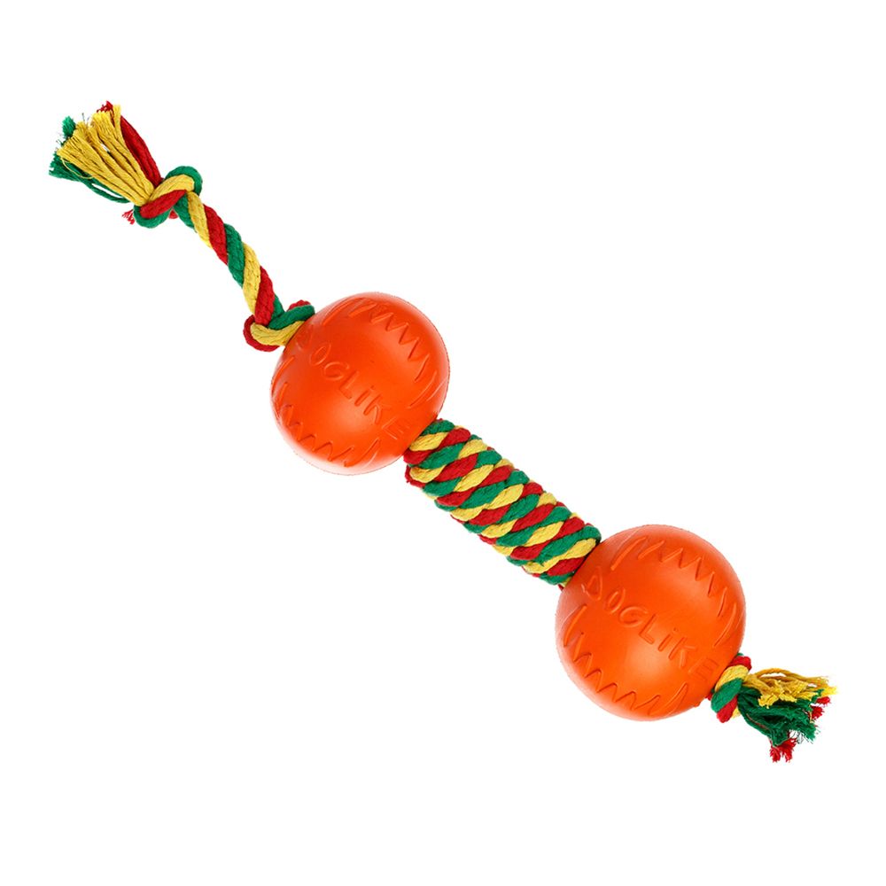 Игрушка для собак DOGLIKE Dental Knot Гантель канатная малая (Красный-желтый-зеленый)