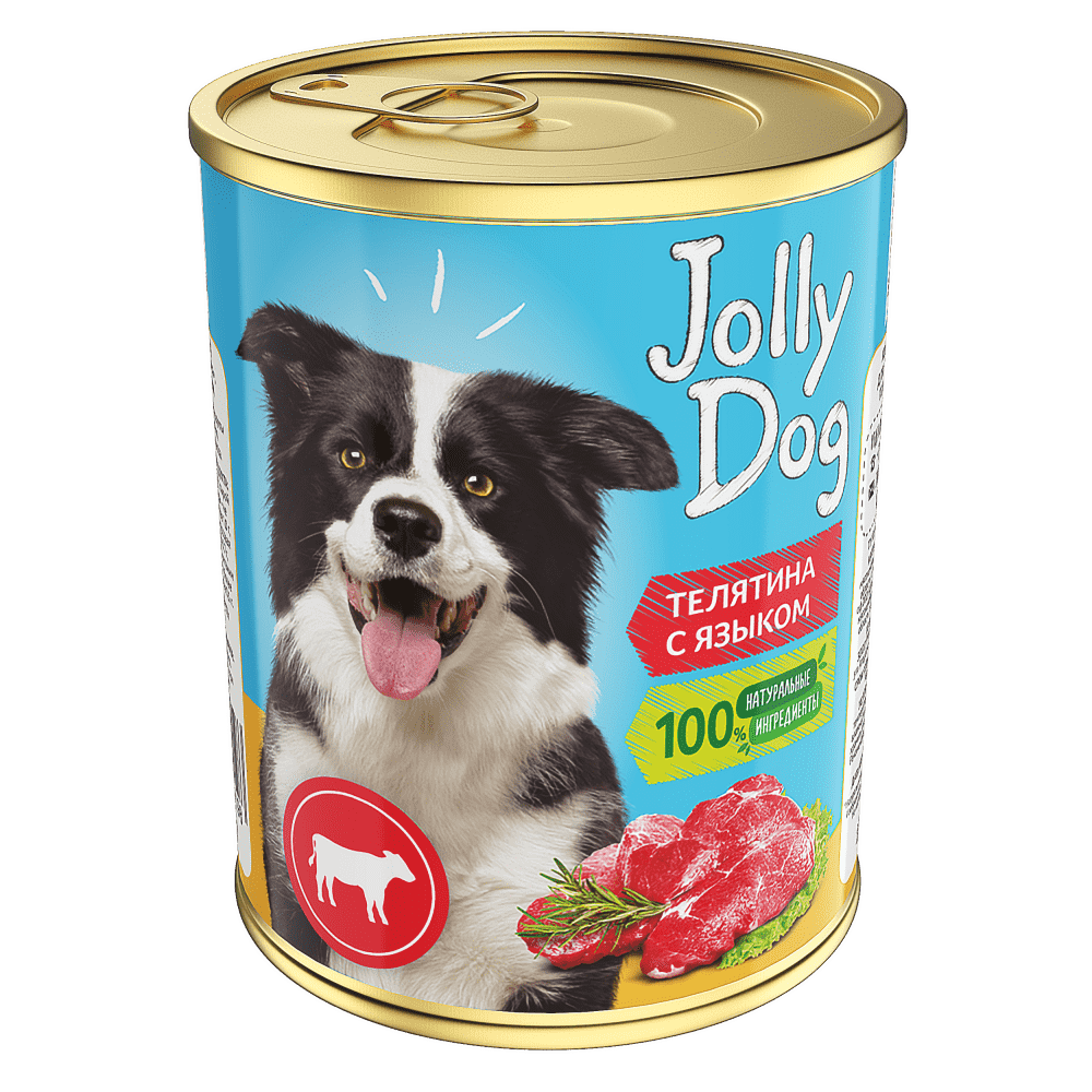 Корм для собак Зоогурман Jolly Dog телятина с языком банка 350г зоогурман зоогурман консервы для собак smolly dog телятина с кроликом 100 г
