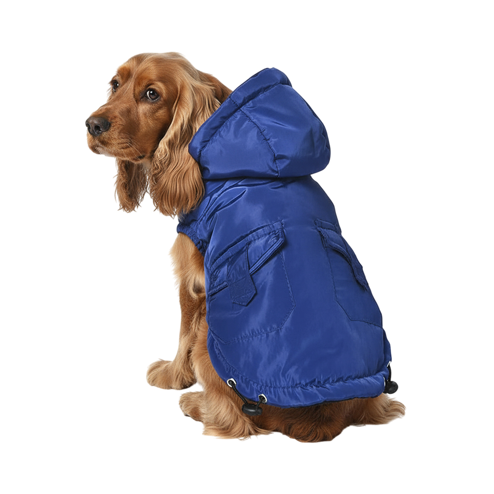 Куртка для собак Foxie Merro синяя с капюшоном р M длина спины 35см 474₽