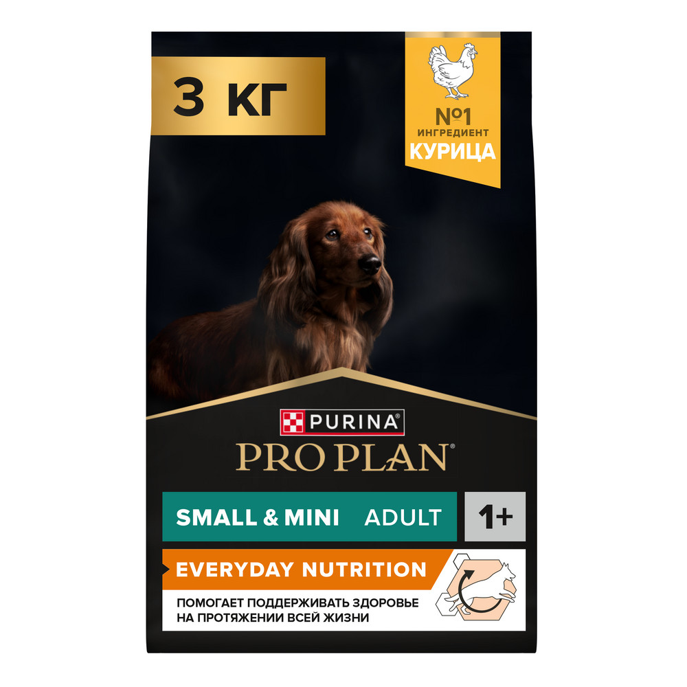 Корм для собак Pro Plan Everyday Nutrition для мелких и карликовых пород с курицей сух 3кг 2730₽